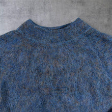 Load image into Gallery viewer, UNIQLO U Womens Wool Alpaca Blend Jumper Blue Brushed Fluffy Mock Neck Size L
