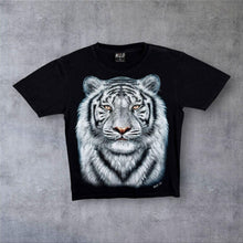 Load image into Gallery viewer, Early 00's Wild White Tiger Animal Wildlife Graphic Black Cotton T-Shirt
