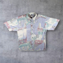 Load image into Gallery viewer, Vintage 90s Angelo Litrico Crazy Print Shirt M Pastel Abstract Viscose 39/40
