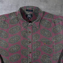 Load image into Gallery viewer, Vintage Arrow Carriage Trade Paisley Patterned Washed Burgundy Cotton Long Sleeve Shirt
