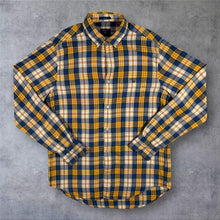 Load image into Gallery viewer, GANT Shirt Mens M Navy Yellow Check Plaid Flannel Long Sleeve Regular Fit
