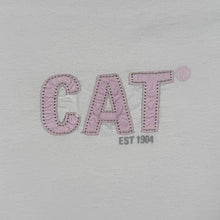 Load image into Gallery viewer, CAT Caterpillar Embroidered Logo Spellout White Cotton Short Sleeve T-Shirt
