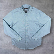 Load image into Gallery viewer, CK Calvin Klein "Slim Fit Infinite Non Iron" Blue White Striped Long Sleeve Cotton Dress Shirt
