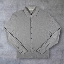 Load image into Gallery viewer, Hackett London Grey Button Down Long Sleeve Cotton Silk Blend Polo Shirt
