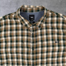 Load image into Gallery viewer, Vans "Slim Fit" Black Brown Cream Plaid Check Skater Long Sleeve Cotton Shirt
