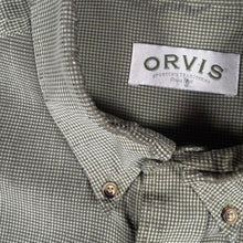Load image into Gallery viewer, Vintage Orvis Shirt L Made in Hong Kong Green Micro Check Short Sleeve
