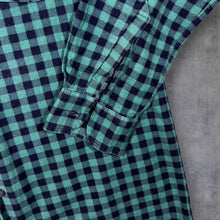 Load image into Gallery viewer, Vintage Triola Green Black Emo Plaid Check Long Sleeve Cotton Flannel Shirt
