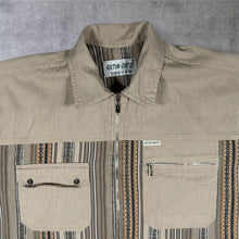 Load image into Gallery viewer, Artin Drys XL Y2K Zip Shirt Beige Tribal Stripe Utility 90s Archive Style
