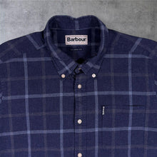 Load image into Gallery viewer, Barbour Tattersall Shirt M Navy Blue Tailored Fit 100% Cotton Long Sleeve Mens
