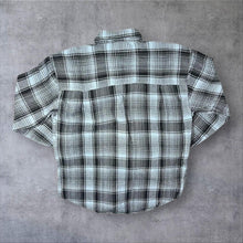 Load image into Gallery viewer, Vintage 90's American Trade Blue-Grey Black Check Long Sleeve Flannel Shirt
