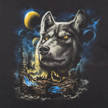 Load image into Gallery viewer, DOM Goth Wolf Animal Wildlife Graphic Black Cotton T-Shirt
