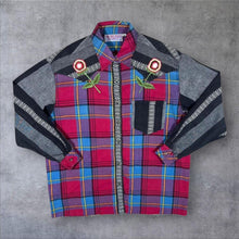 Load image into Gallery viewer, Vintage 90's On The Road Embroidered Floral Multi Plaid Check Hippy Long Sleeve Shirt
