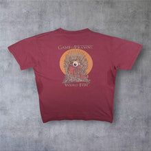 Load image into Gallery viewer, Weird Fish "Game Of Prawns" TV Show Parody Graphic Faded Burgundy Red T-Shirt
