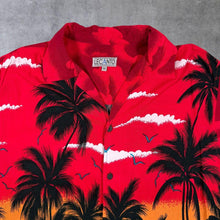 Load image into Gallery viewer, Vintage Lecanto Hawaiian Tropical Pattern Red Viscose Short Sleeve Shirt
