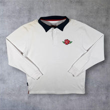 Load image into Gallery viewer, Authentic Originals England Rugby Embroidered Logo White Long Sleeve Polo Shirt
