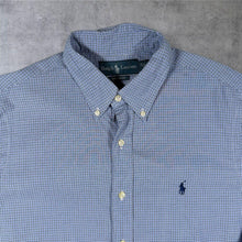 Load image into Gallery viewer, Ralph Lauren "Custom Fit" Blue Check Cotton Long Sleeve Button-Down Shirt
