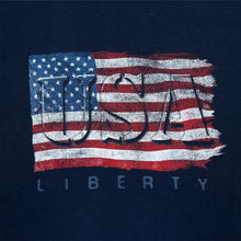 Load image into Gallery viewer, USA Liberty Patriotic Americana US Flag Spellout Souvenir Graphic T-Shirt

