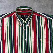 Load image into Gallery viewer, Rappson Retro Striped Shirt M 39/40 Red Green Navy Short Sleeve Button Down
