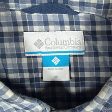 Load image into Gallery viewer, Columbia Mens Medium Check Shirt Blue White Long Sleeve Button Down Outdoor M
