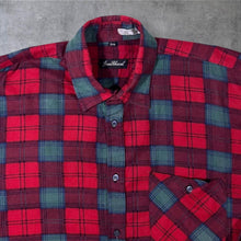 Load image into Gallery viewer, Vintage Jean Chaval Flannel Shirt L XL Red Green Tartan Plaid 100% Cotton 90s
