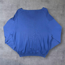 Load image into Gallery viewer, Early 00's Polo Ralph Lauren 100% Pima Cotton Blue V-Neck Knit Jumper
