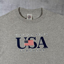 Load image into Gallery viewer, Vintage Delta Pro Weight Virginia Beach USA Flag T Shirt Grey Large Y2K
