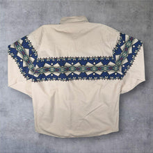 Load image into Gallery viewer, Vintage Roper Cowboy Western Aztec Pattern Cream Long Sleeve Button-Down Shirt
