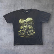 Load image into Gallery viewer, Early 00's WILD Biker Gothic Eagle Wildlife Graphic Black Distressed T-Shirt
