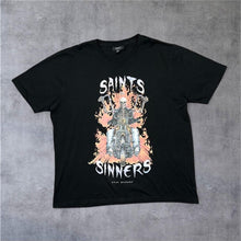 Load image into Gallery viewer, Saints Or Sinners "Stay Hungry" Gothic Biker Skeleton Spellout Graphic T-Shirt
