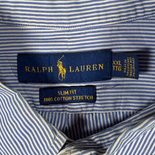 Load image into Gallery viewer, Ralph Lauren "Slim Fit 100% Cotton Stretch" Blue White Striped Long Sleeve Button-Down Shirt
