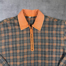 Load image into Gallery viewer, Vintage Y2K Ultra Frequency Plaid Quarter Zip Pullover Orange Grey Skater Mens L XL
