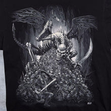 Load image into Gallery viewer, Early 00's Wild Gothic Fantasy Skeleton Demon Graphic Black Cotton T-Shirt

