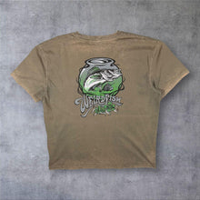 Load image into Gallery viewer, Weird Fish Cartoon Spellout Graphic Heavy Faded Khaki Cotton T-Shirt
