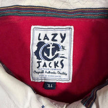 Load image into Gallery viewer, Lazy Jacks Rugby Shirt Mens XL Red Blue White Embroidered Crest Long Sleeve Polo
