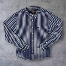 Load image into Gallery viewer, Lee "Regular Fit" Navy Blue Striped Long Sleeve Linen Cotton Button-Down Shirt
