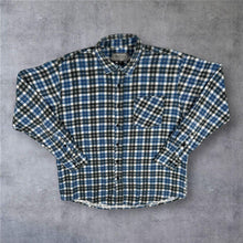 Load image into Gallery viewer, Pradizo Mens XL 42/43 Flannel Shirt Blue Black Plaid Check 100% Cotton Casual
