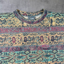 Load image into Gallery viewer, Vintage 90s Quiksilver T Shirt Large Medium All Over Print Tribal Aztec Surf Skate AOP
