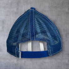 Load image into Gallery viewer, Von Dutch USA Y2K Patch Logo White Blue Trucker Mesh Baseball Cap

