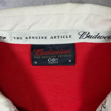 Load image into Gallery viewer, Vintage Cotton Traders Budweiser Embroidered Logo Rugby Long Sleeve Polo Shirt
