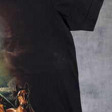Load image into Gallery viewer, Early 00's Rock Eagle Horse Animal Wildlife Graphic Black Short Sleeve T-Shirt
