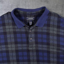 Load image into Gallery viewer, Lands' End "Traditional Fit" Navy Blue Green Tartan Check Long Sleeve Polo Shirt

