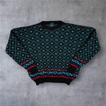 Load image into Gallery viewer, Vintage Wendy Lawrence Wool Jumper XL Fair Isle Geometric 80s 90s Knit Sweater
