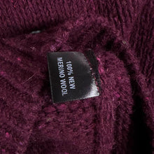 Load image into Gallery viewer, Aran Vintage 100% Merino Wool Quarter Zip Jumper Burgundy Chunky Knit Size L
