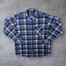 Load image into Gallery viewer, Vintage Speed.A Blue Red White Plaid Check Long Sleeve Cotton Flannel Shirt
