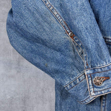 Load image into Gallery viewer, Vintage 90's Segrets Sun Prints Suede Effect Collar Blue Denim Barn Chore Jacket
