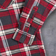 Load image into Gallery viewer, Vintage Mens Flannel Shirt M Red Grey Plaid Check Lumberjack Grunge Workwear
