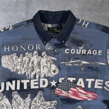 Load image into Gallery viewer, Vintage Redhead "United States" USA All-Over Print Patterned Short Sleeve Shirt
