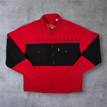 Load image into Gallery viewer, Vintage Stars &amp; Stripes Cowboy Western Pattern Black Red Long Sleeve Shirt
