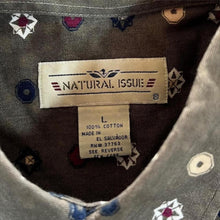 Load image into Gallery viewer, Vintage Natural Issue Khaki Green Patterned Long Sleeve Button-Up Cotton Shirt

