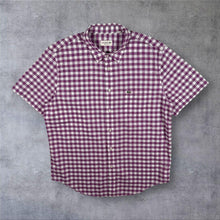 Load image into Gallery viewer, Lacoste "Regular Fit" Mini Logo Purple White Check Short Sleeve Cotton Shirt
